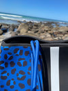 Neoprene Bag - Vegan Tote - 2 Piece Set - Stripe - Blue Leopard