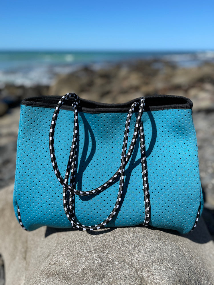 Neoprene Bag - Vegan Tote - 2 Piece Set - Teal