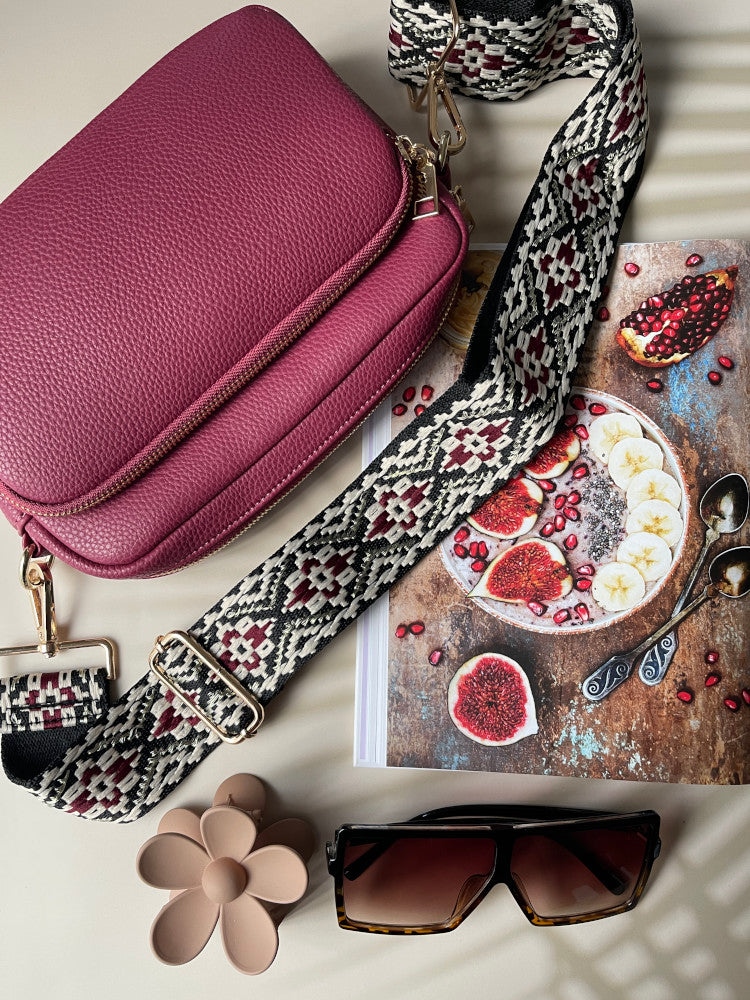 Vegan PU Leather California Crossbody - Berry