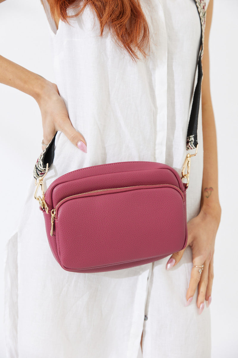 Vegan PU Leather California Crossbody - Berry