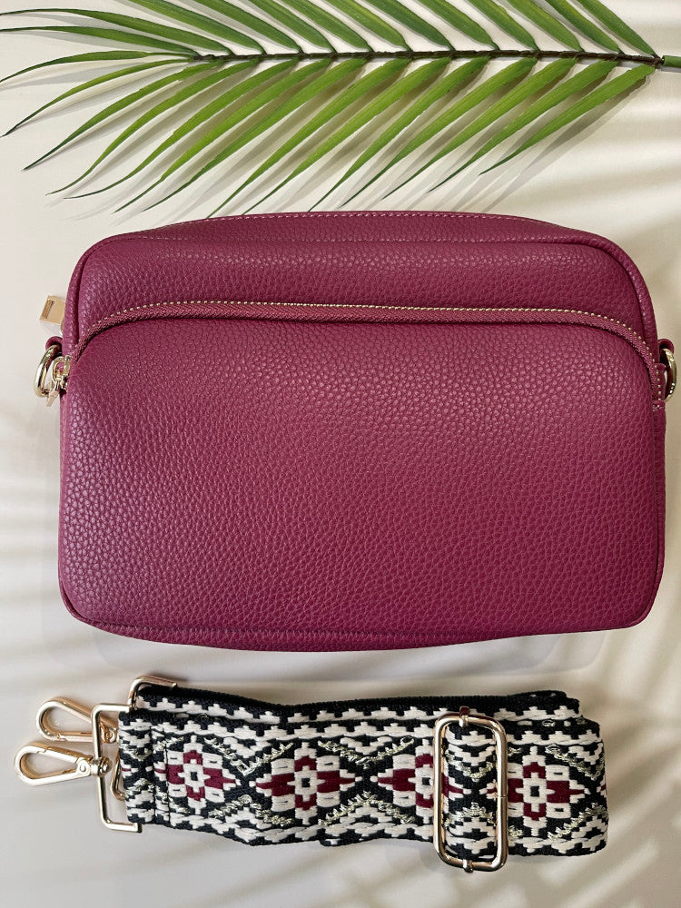 Vegan PU Leather California Crossbody - Berry