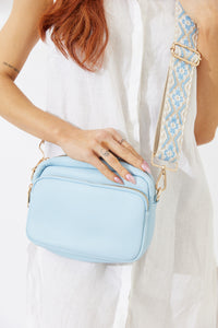 Vegan PU Leather California Crossbody - Light Blue