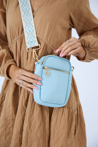 Vegan PU Leather Palm Springs Phone Bag - Light Blue
