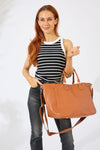 Vegan PU Leather Los Angeles Oversized Tote Bag - Tan