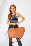 Vegan PU Leather Los Angeles Oversized Tote Bag - Tan