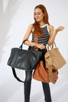 Vegan PU Leather Los Angeles Oversized Tote Bag - Tan