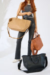 Vegan PU Leather Los Angeles Oversized Tote Bag - Tan