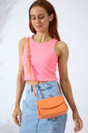 Vegan PU Leather Malibu Crossbody - Orange