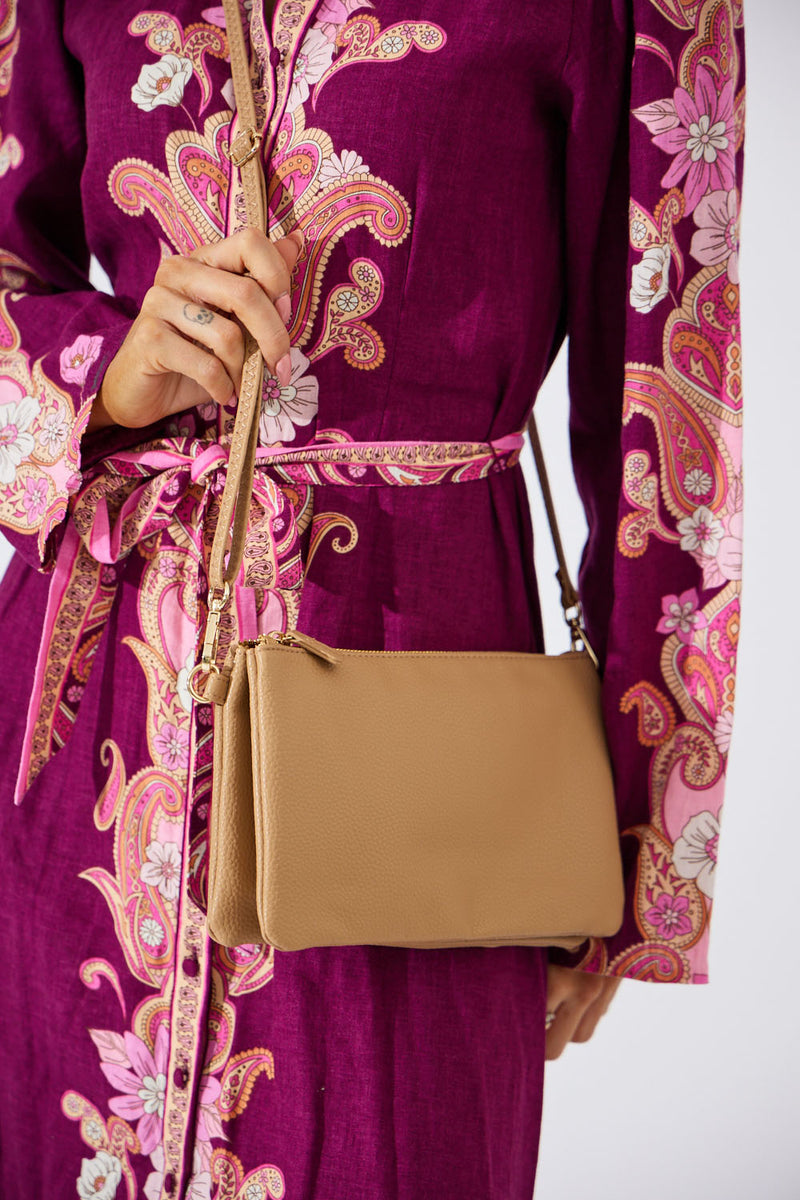 Vegan PU Leather Coral Springs Crossbody - Beige