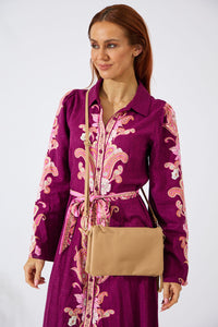 Vegan PU Leather Coral Springs Crossbody - Beige