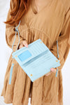 Vegan PU Leather New Haven Crossbody Wallet - Light Blue