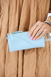 Vegan PU Leather New Haven Crossbody Wallet - Light Blue