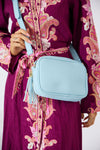 Vegan PU Leather Sandy Springs Crossbody - Light Blue