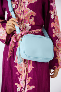 Vegan PU Leather Sandy Springs Crossbody - Light Blue