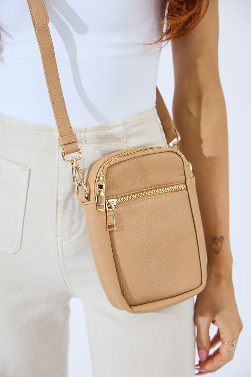 Vegan PU Leather Key West Phone Bag - Beige