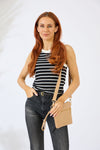 Vegan PU Leather Arizona Crossbody - Beige