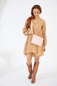 Vegan PU Leather Arizona Crossbody - Light Pink
