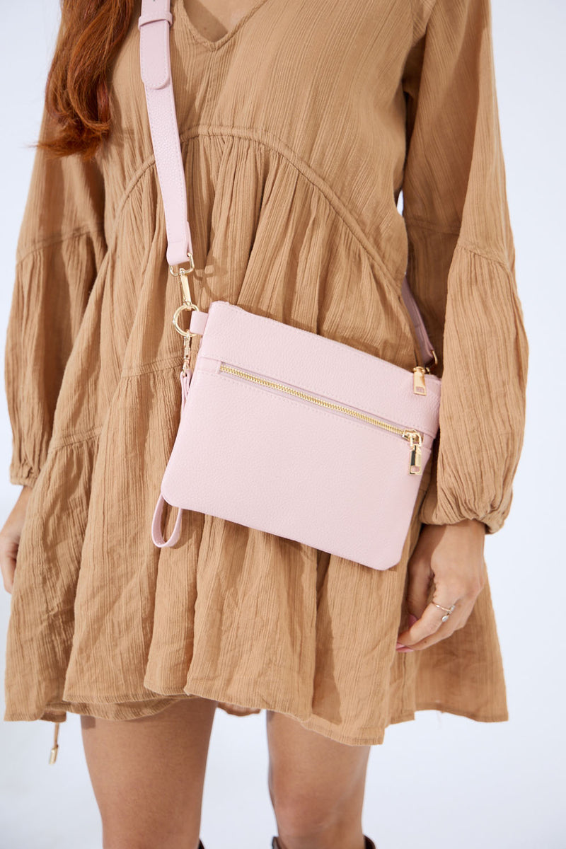 Vegan PU Leather Arizona Crossbody - Light Pink