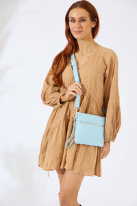 Vegan PU Leather Arizona Crossbody - Light Blue