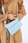 Vegan PU Leather Arizona Crossbody - Light Blue