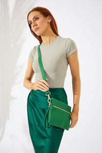 Vegan PU Leather Arizona Crossbody - Emerald Green