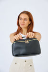 Vegan PU Leather Cosmetic Beauty Bag - Set Of 3 - Black
