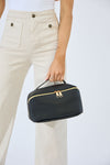 Vegan PU Leather Cosmetic Beauty Bag - Set Of 3 - Black