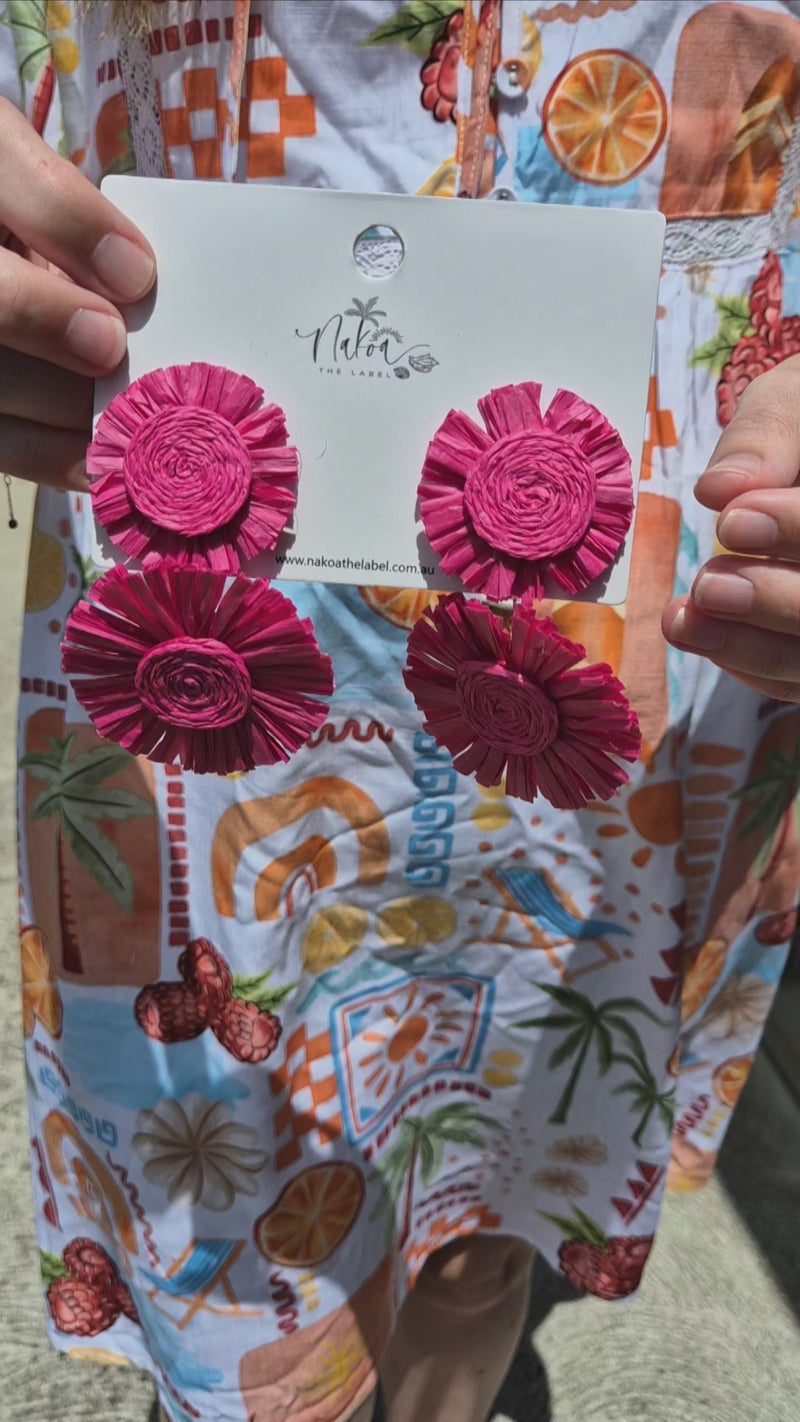 Sun-Kissed Raffia Earrings - Bubblegum Pink