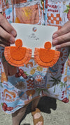 Tropics Beaded Raffia Earrings - Orange