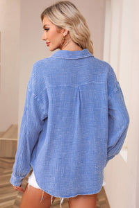 Barbados - Crinkle Cotton Vintage Washed Shirt - Blue