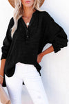 Bahamas - Crinkle Cotton Vintage Washed Oversized Top - Black