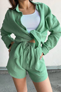 Koh Samui - Long Sleeve Shirt + Short Set - Green