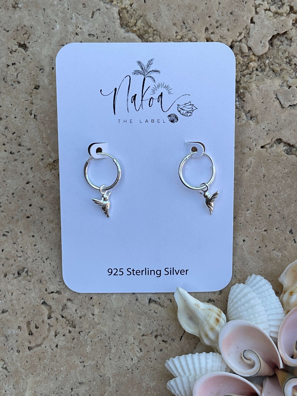 Silver Hanging Bird Huggies Earrings