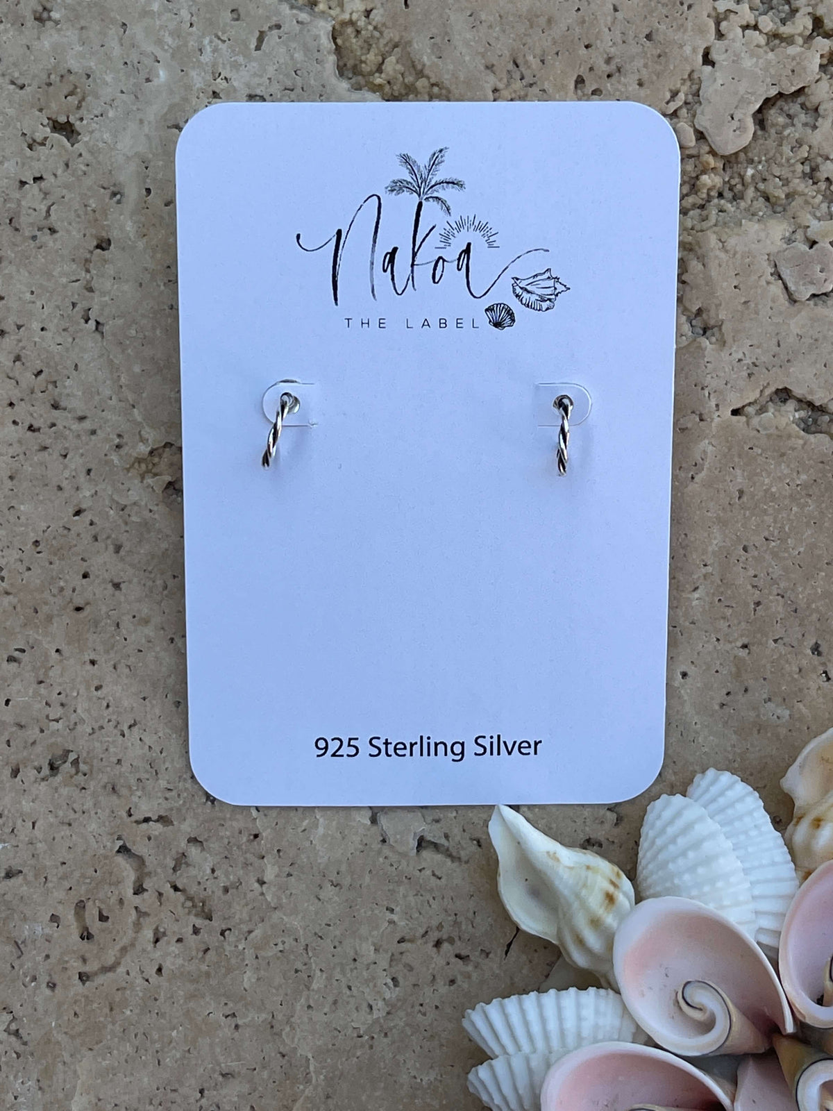Silver Twist Half Hoop Stud Earrings - Oxidized