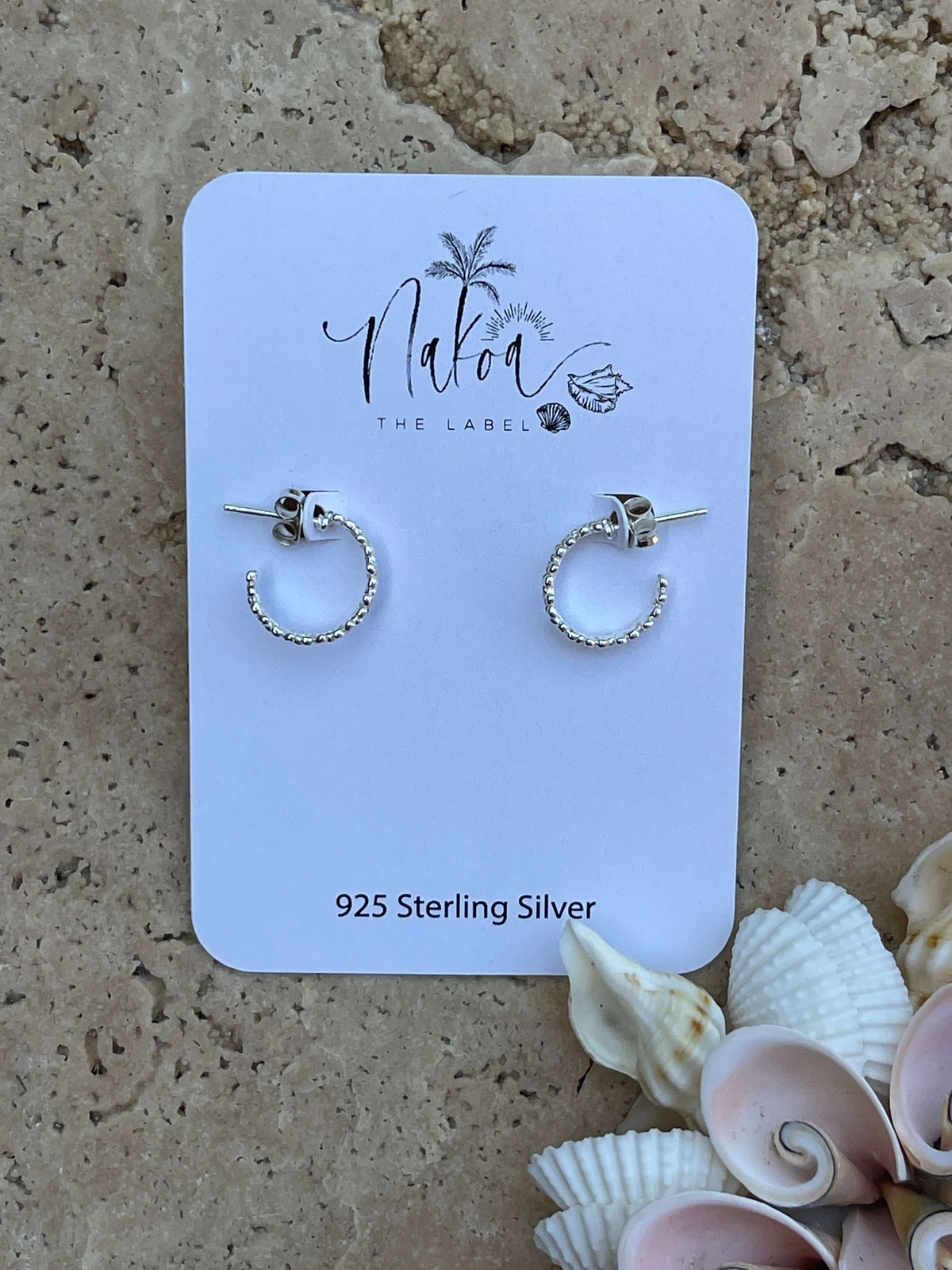 Silver Flower Half Hoop Stud Earrings