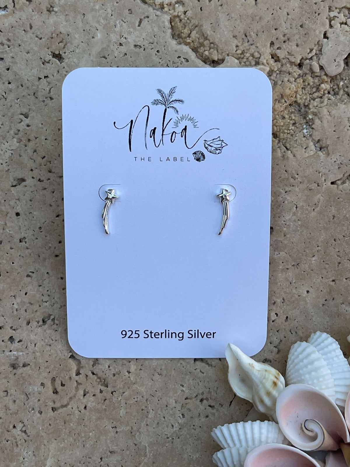 Silver Shooting Star Stud Earrings - CZ Crystal