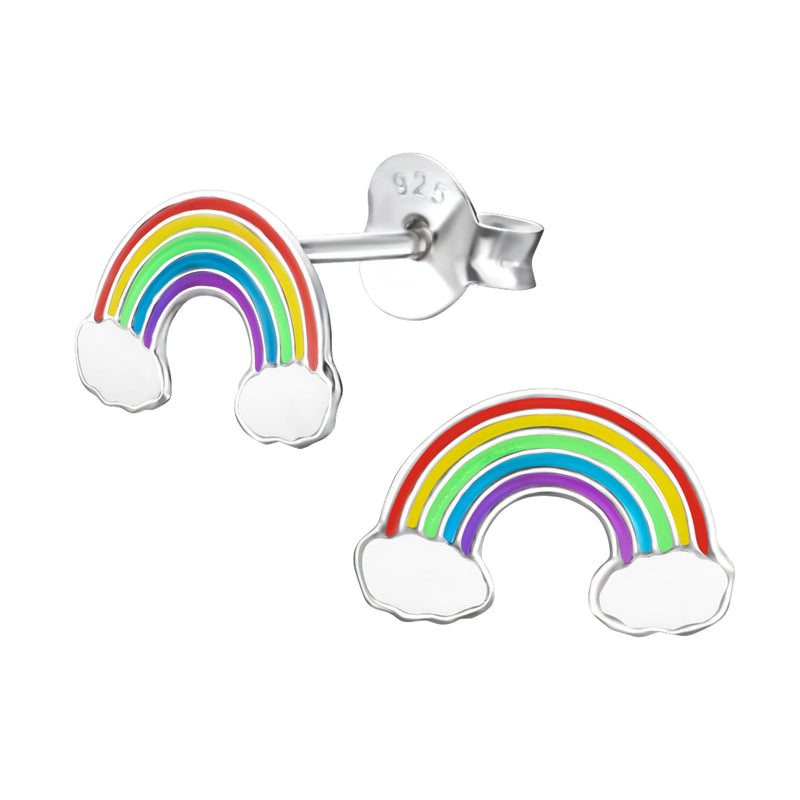 Silver Rainbow Studs with Epoxy - Bright