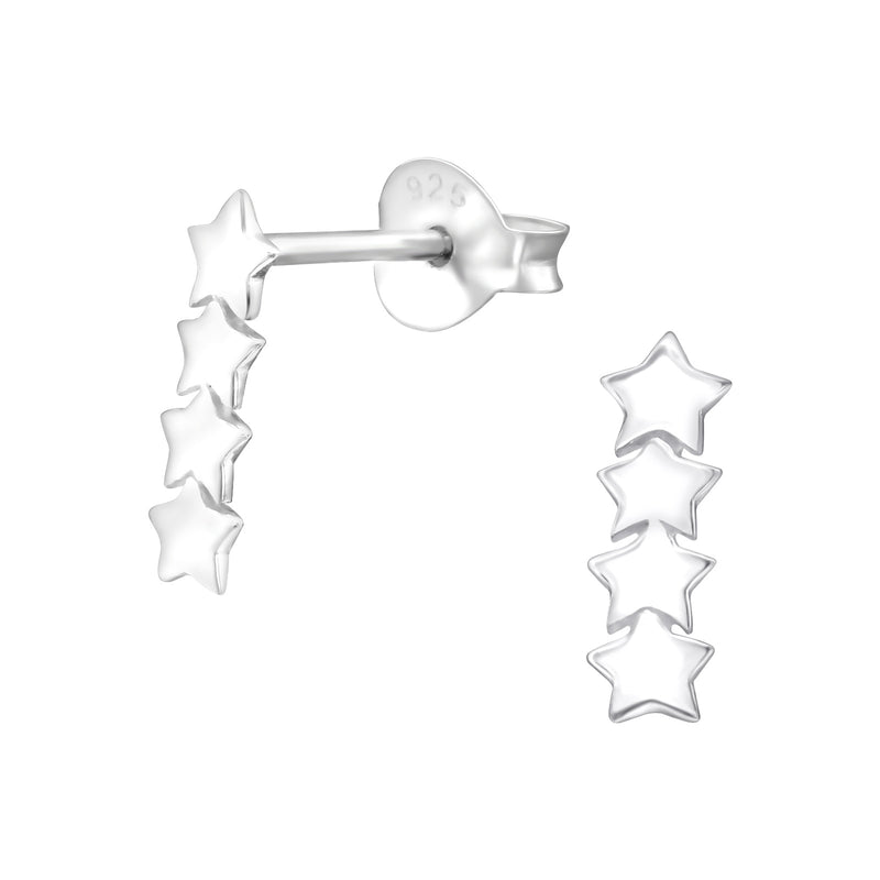 Silver Star Cluster Stud Earrings
