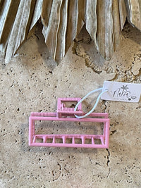 Claw Clip Metal - Pink - Mini Rectangle