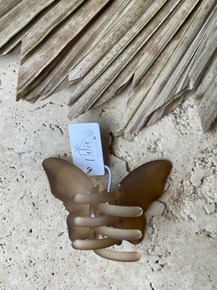 Claw Clip - Frosted Butterfly - Coffee