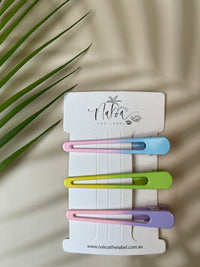 Hair Clip - Set of 3 - Pastel Ombré - Long