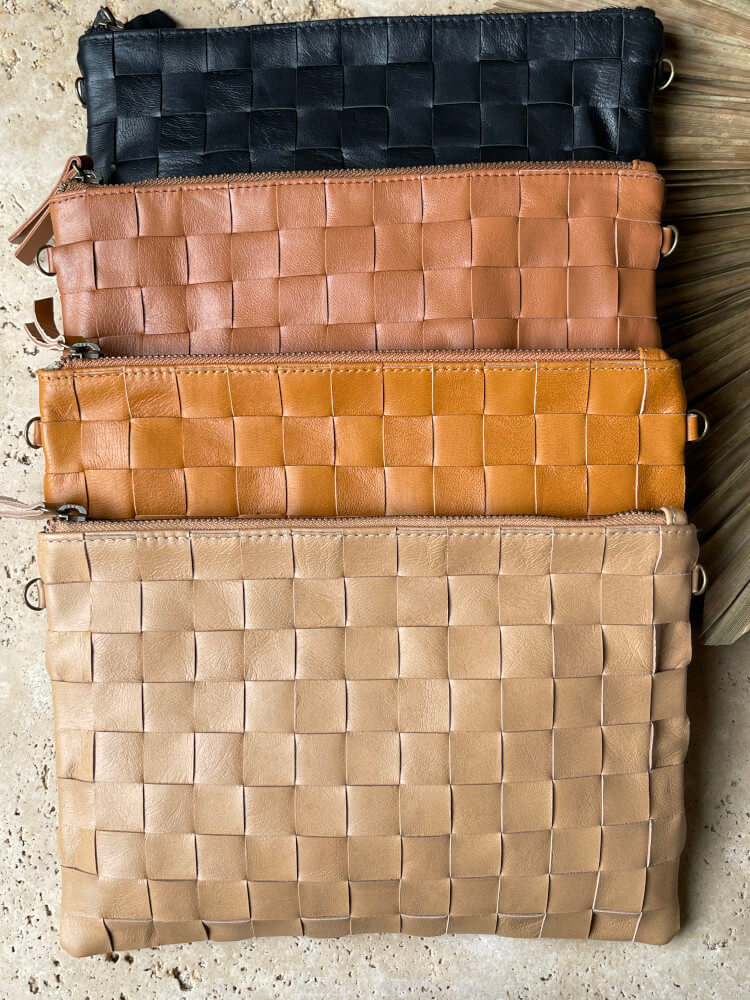 Sanur Woven Crossbody Bag - Tan