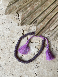Glass Bead Tassel Bracelet - Aiea - Purple