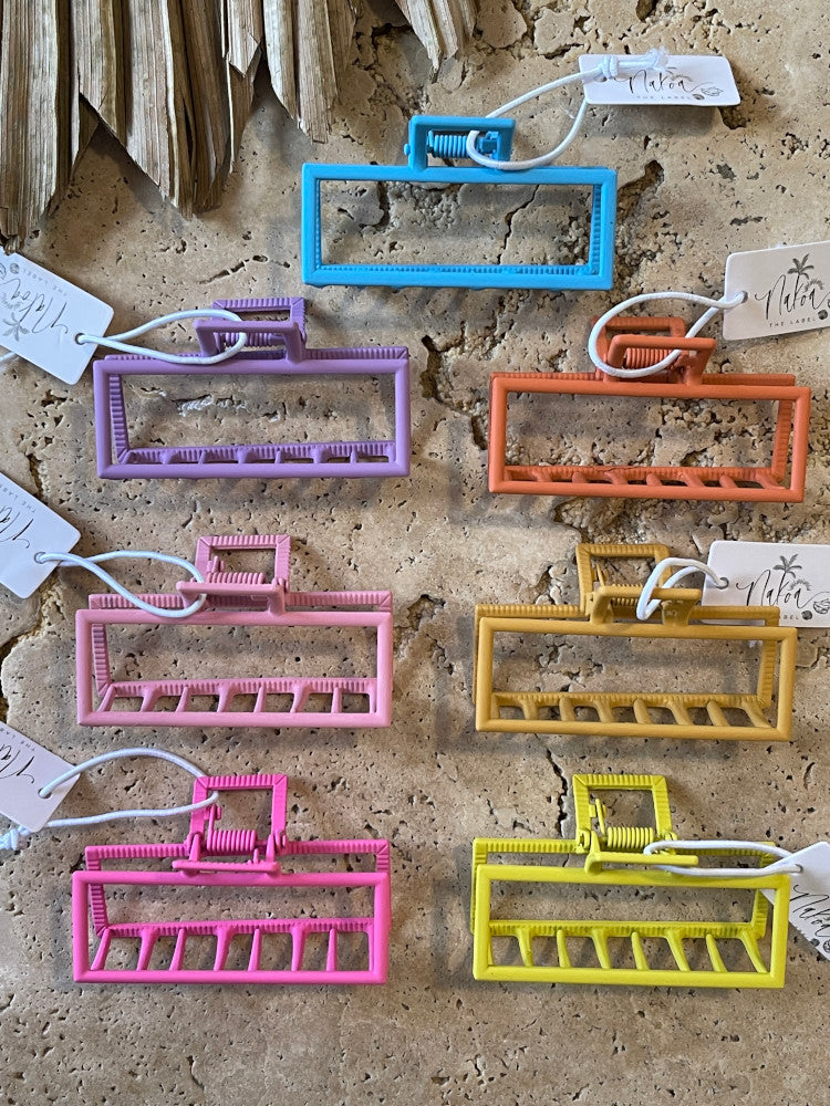 Claw Clip Metal - Blue - Mini Rectangle
