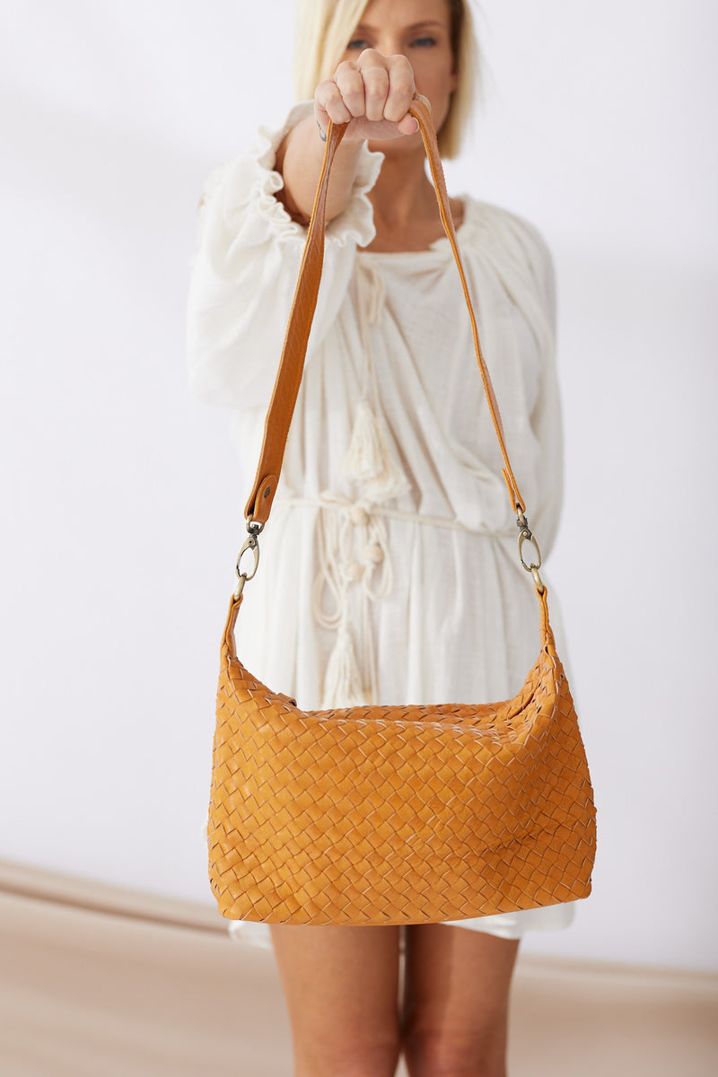 Lombok Woven Hobo Bag - Tan