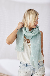 Marseille Linen Scarf - Sage Green