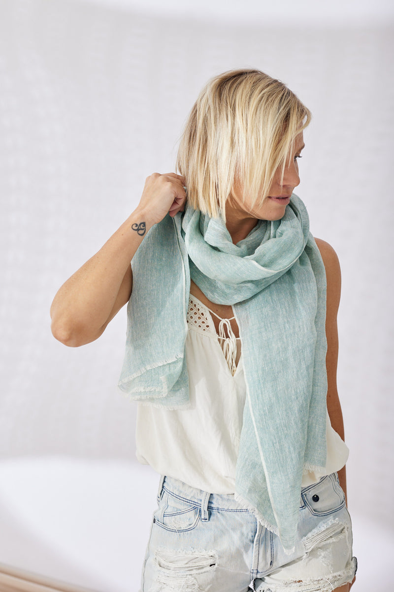 Marseille Linen Scarf - Sage Green