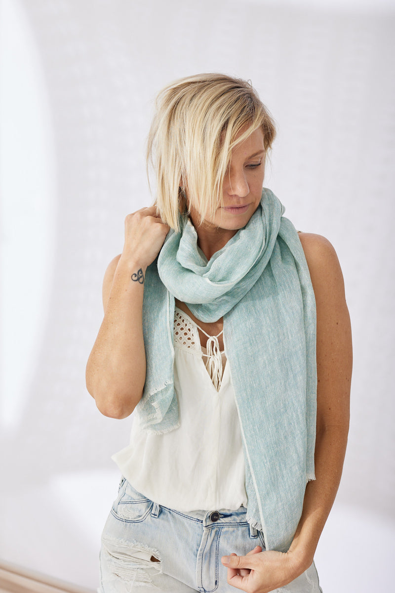 Marseille Linen Scarf - Sage Green