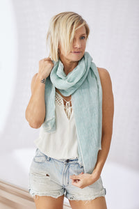 Marseille Linen Scarf - Sage Green