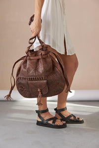 Marrakesh Bucket Bag - Chocolate - Diamond